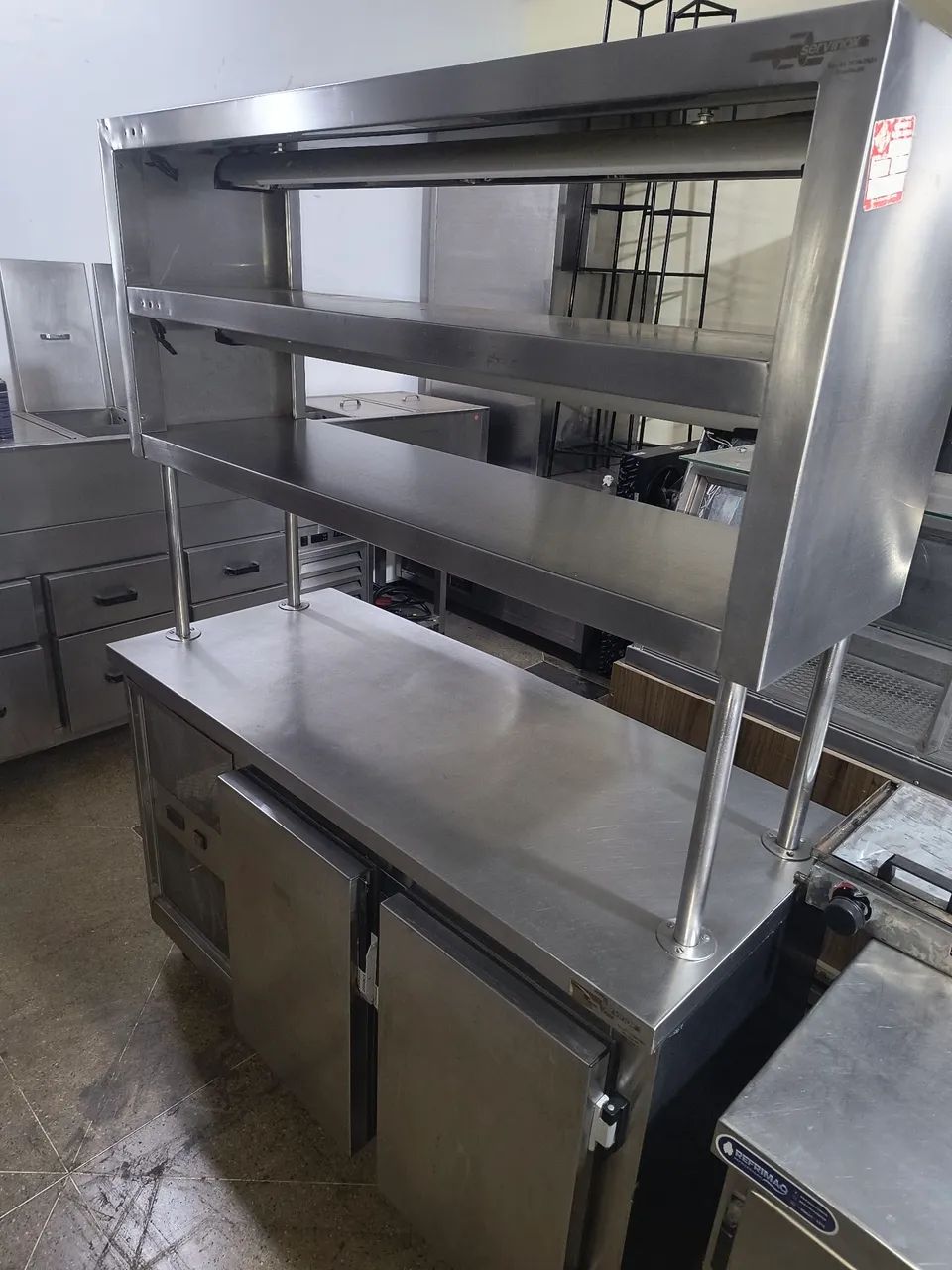 Balcão Refrigerado Inox 2P + Aquecedor Pratos Ótimo Estado - Foto 3