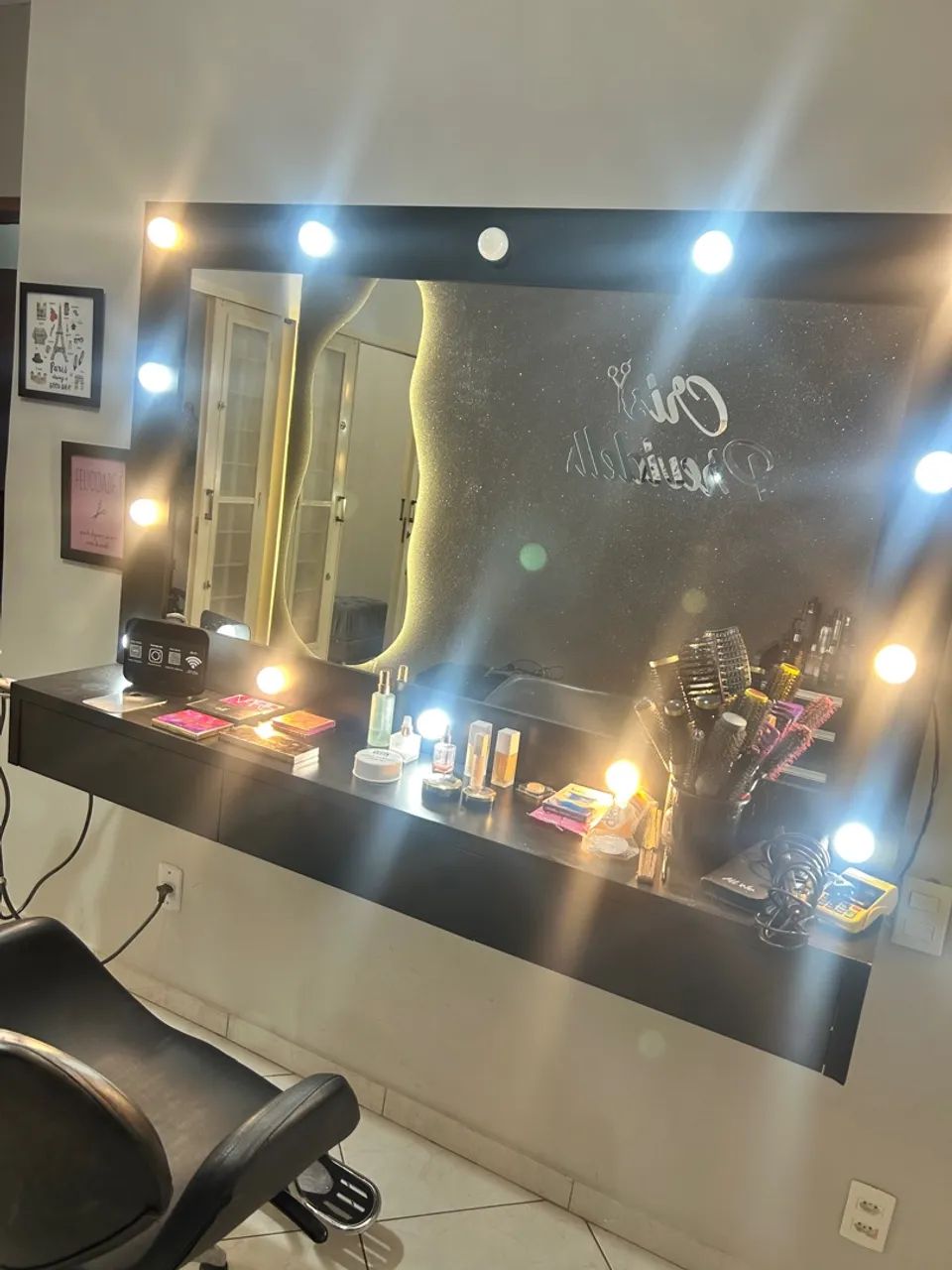 Espelho camarim com luzes e bancada - Equipamentos Para Comércio ...