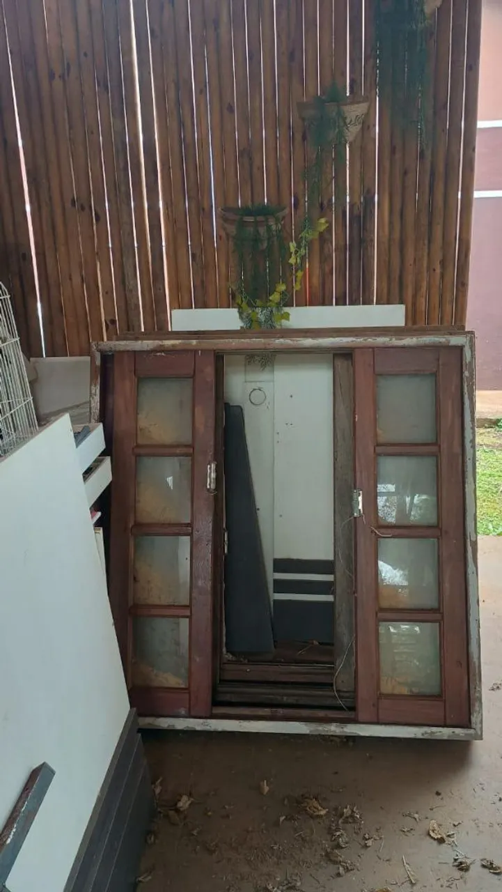 Janelas de madeira com vidro estilo rústico vintage 3 unidades