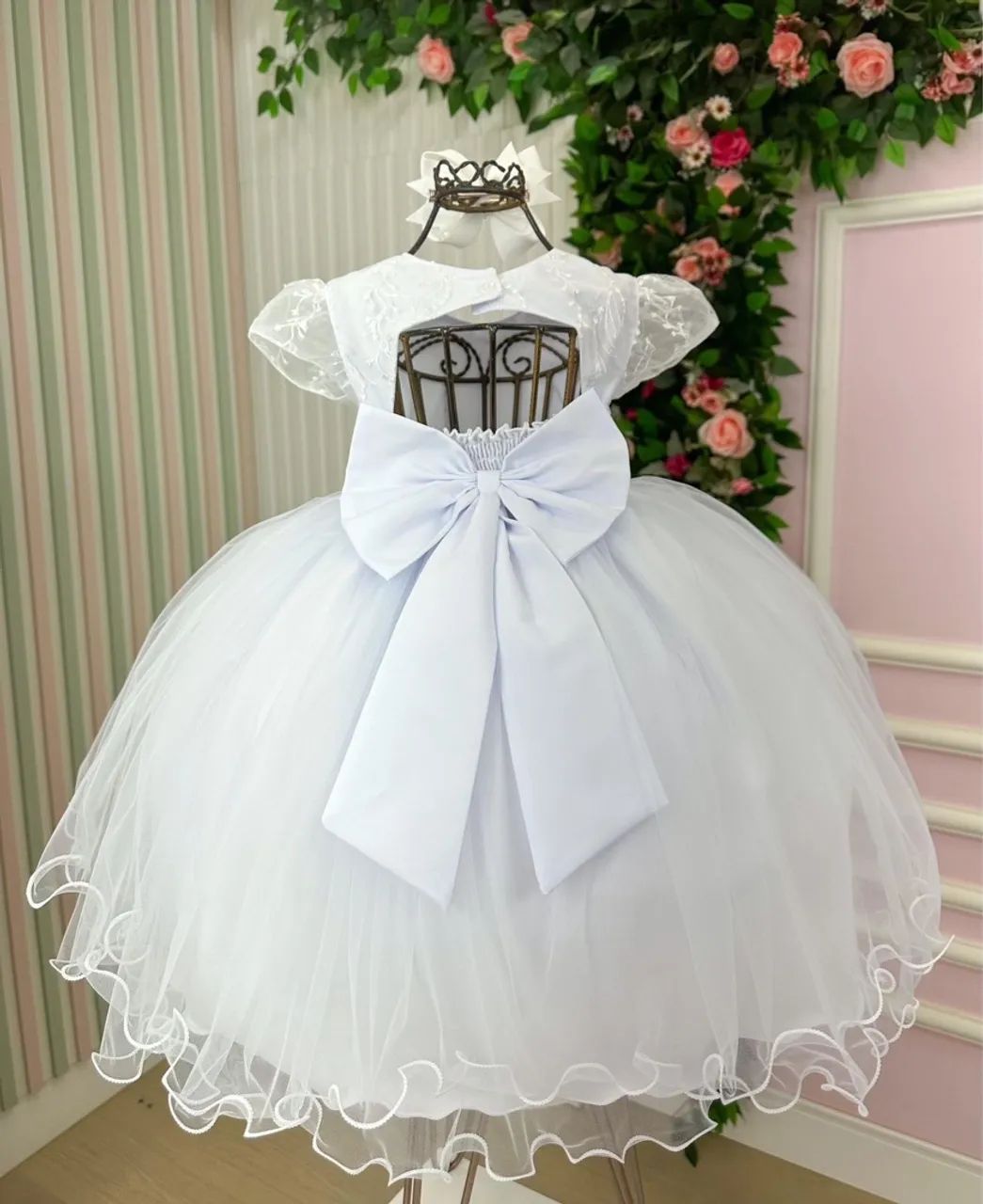 Vestido Branco Batizado Bebê - Foto 3