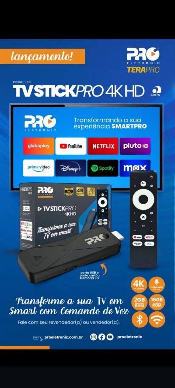 TV Stick PRO 4K HD - Transforme sua TV em Smart!