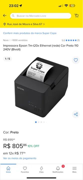 Impressora Epson TM-T20x  - NOVA! - Foto 3