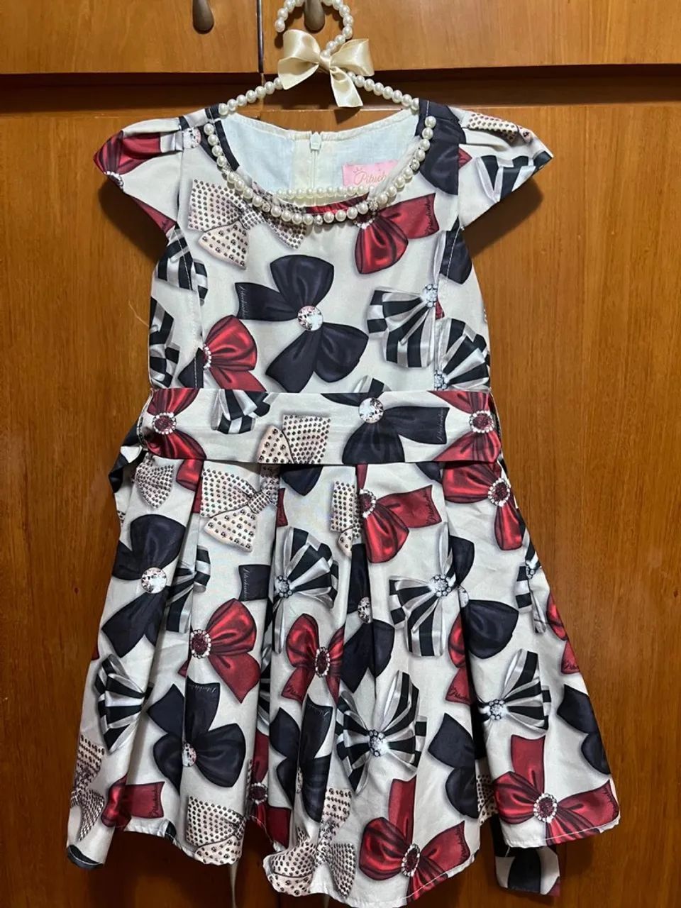 Vestido Infantil Estampado com Laços- Marca: Pituchinhus