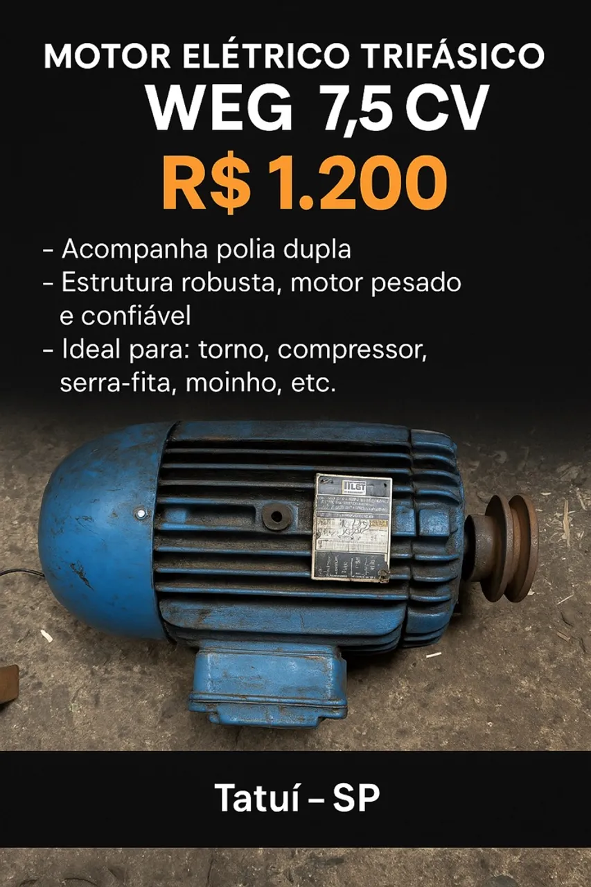 Motor Elétrico Trifásico WEG 7,5 CV