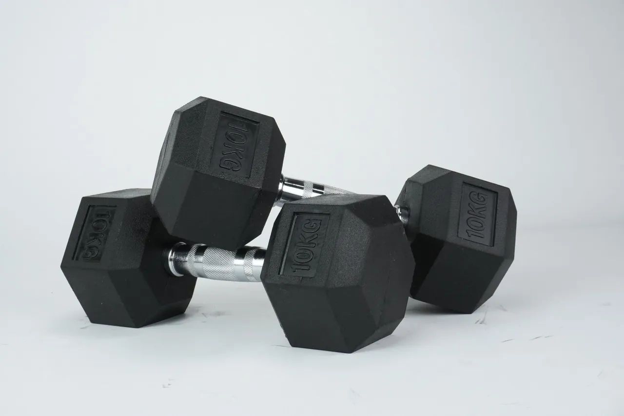 Kit de halteres Sextavado com inox. Com suporte - Foto 3