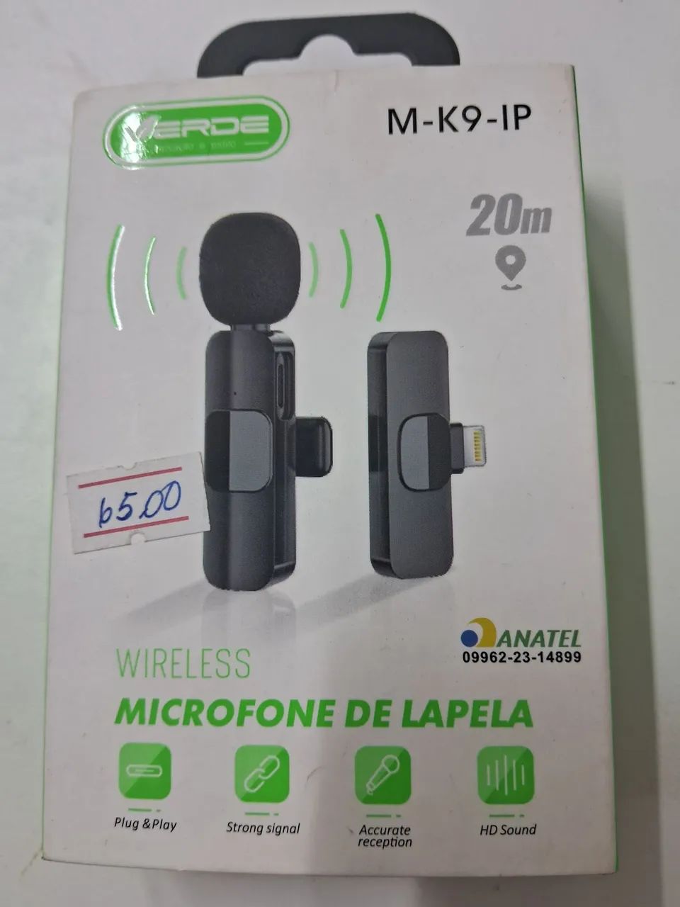 Microfone de Lapela Verde para Iphone marca Verde 20 metros