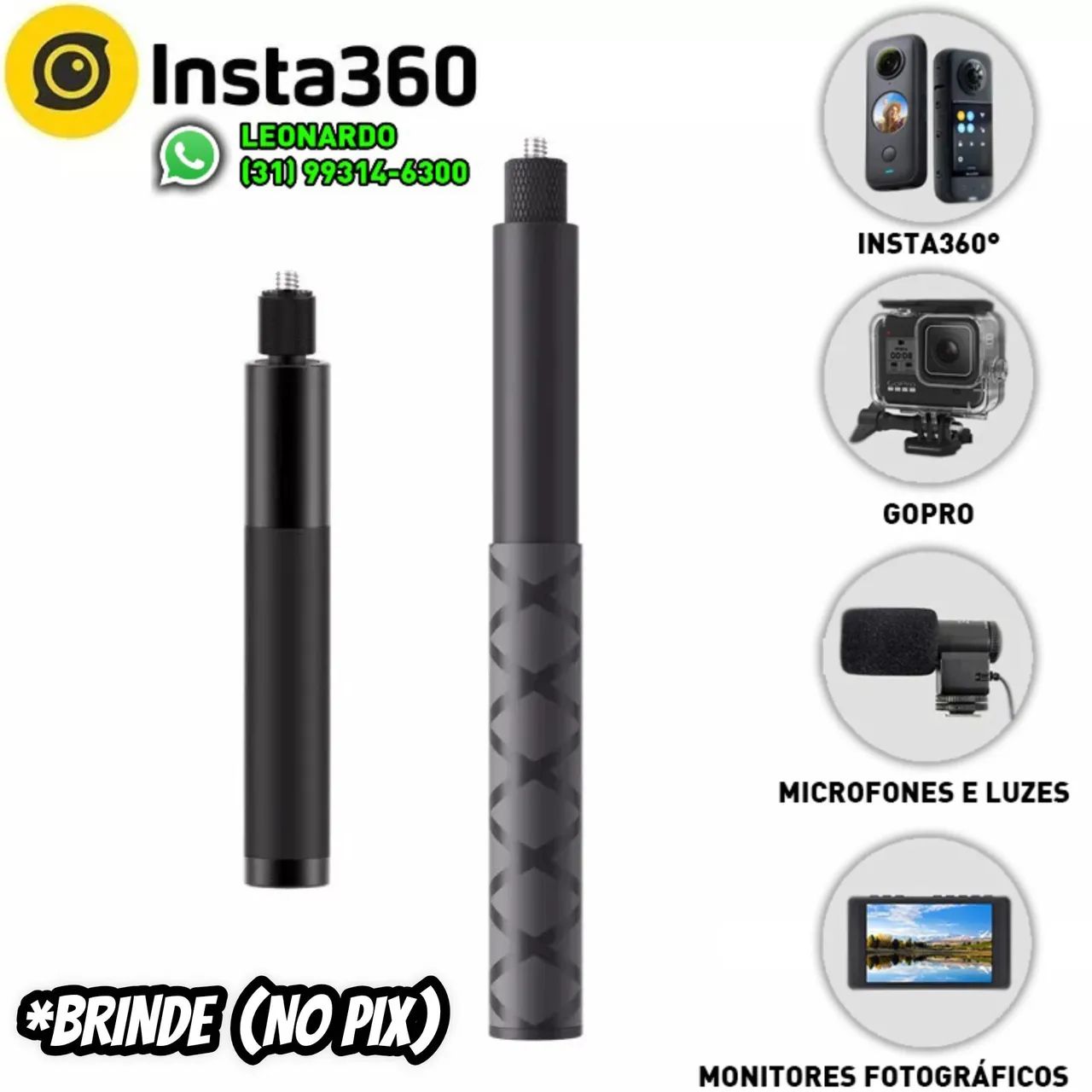 (Lacrada) Câmera Insta360 X3 (grava à 5.7K) 360° - Foto 5