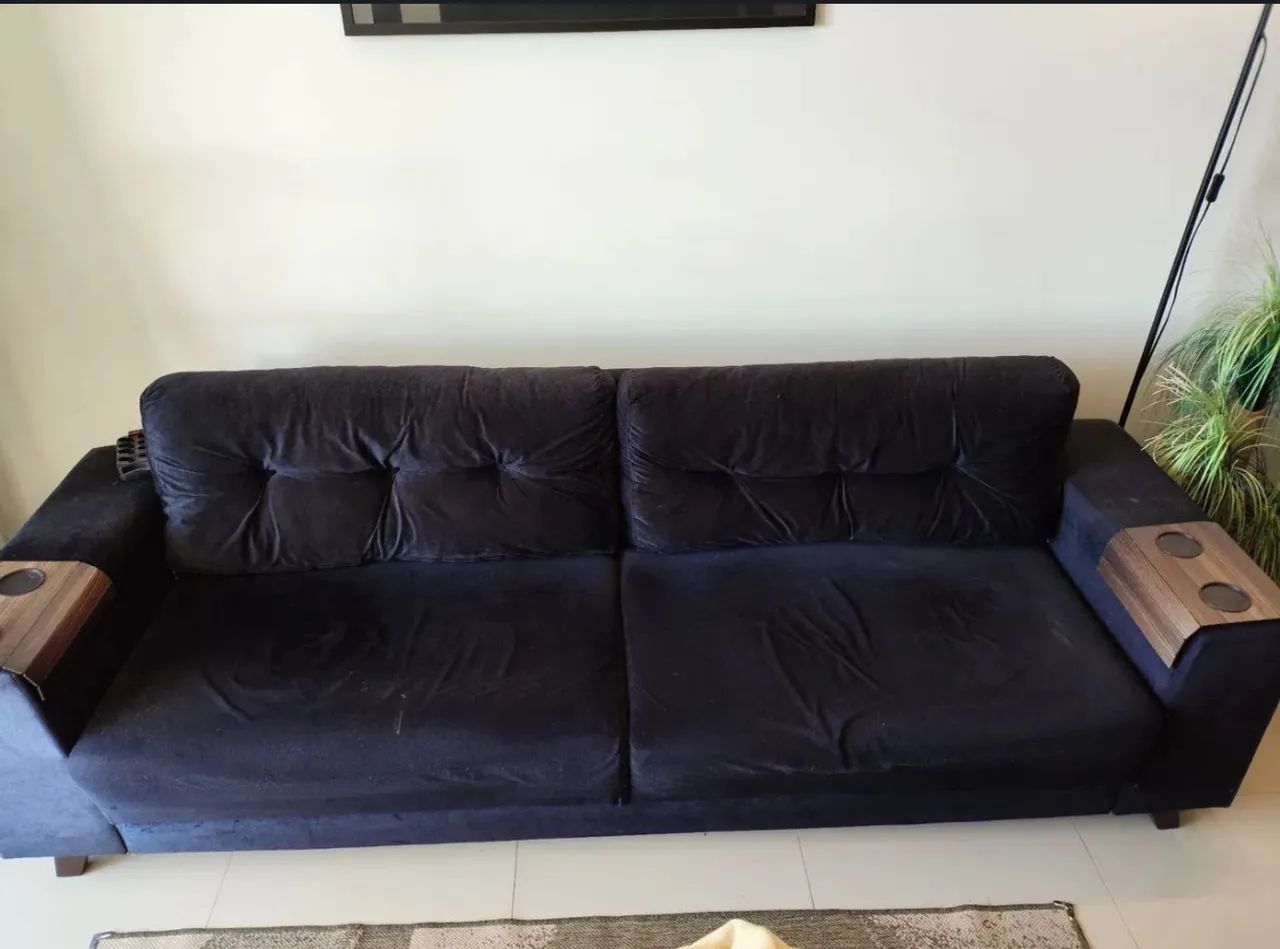 Sofá suede preto 2,5 m  - Foto 3