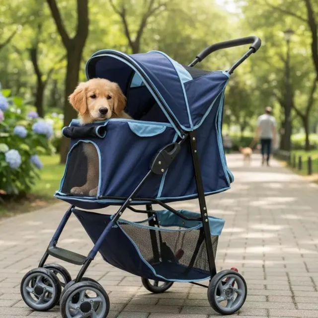 Carrinho De Passeio Pet  Para Cães E Gatos Meemo Usado Azul (Usado)Carrinho De Passeio Pet - Foto 6