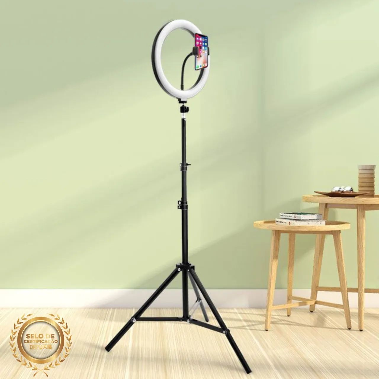 Iluminador ring led light 10 polegadas - com tripé suporte 2 metros