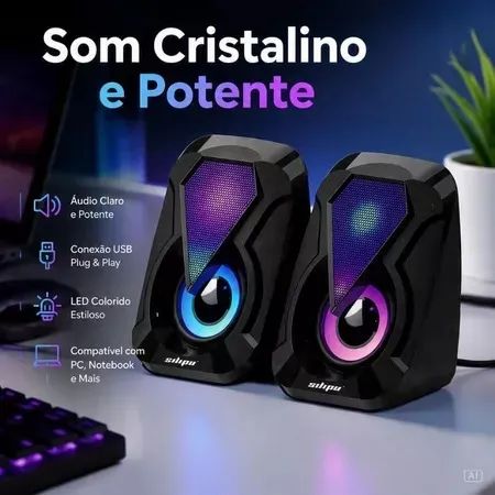 caixa de som PC com rgb - Foto 3