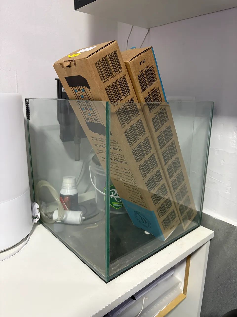 Aquário cubo água salgada 