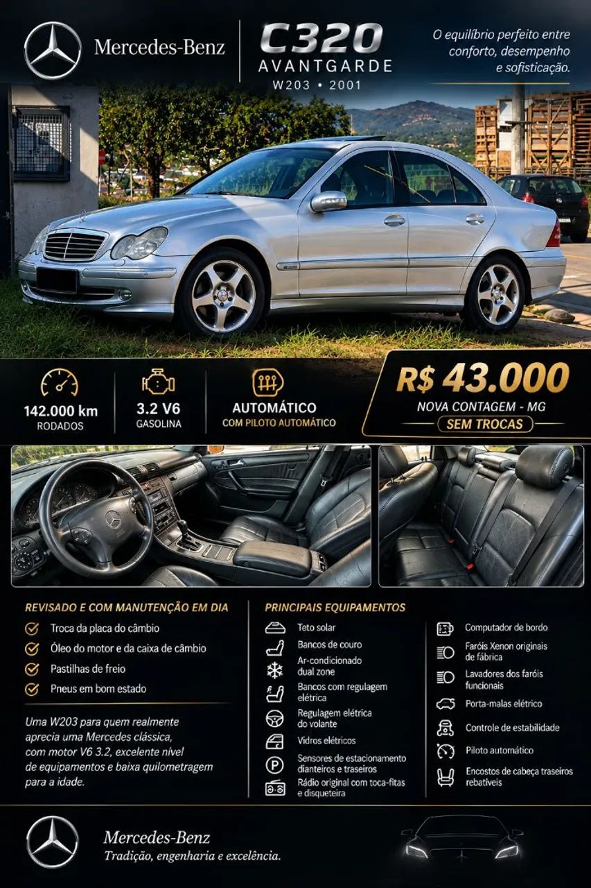 Mercedes-Benz C-320 Avantgarde 3.2 V6 24V 4P Aut. 2001