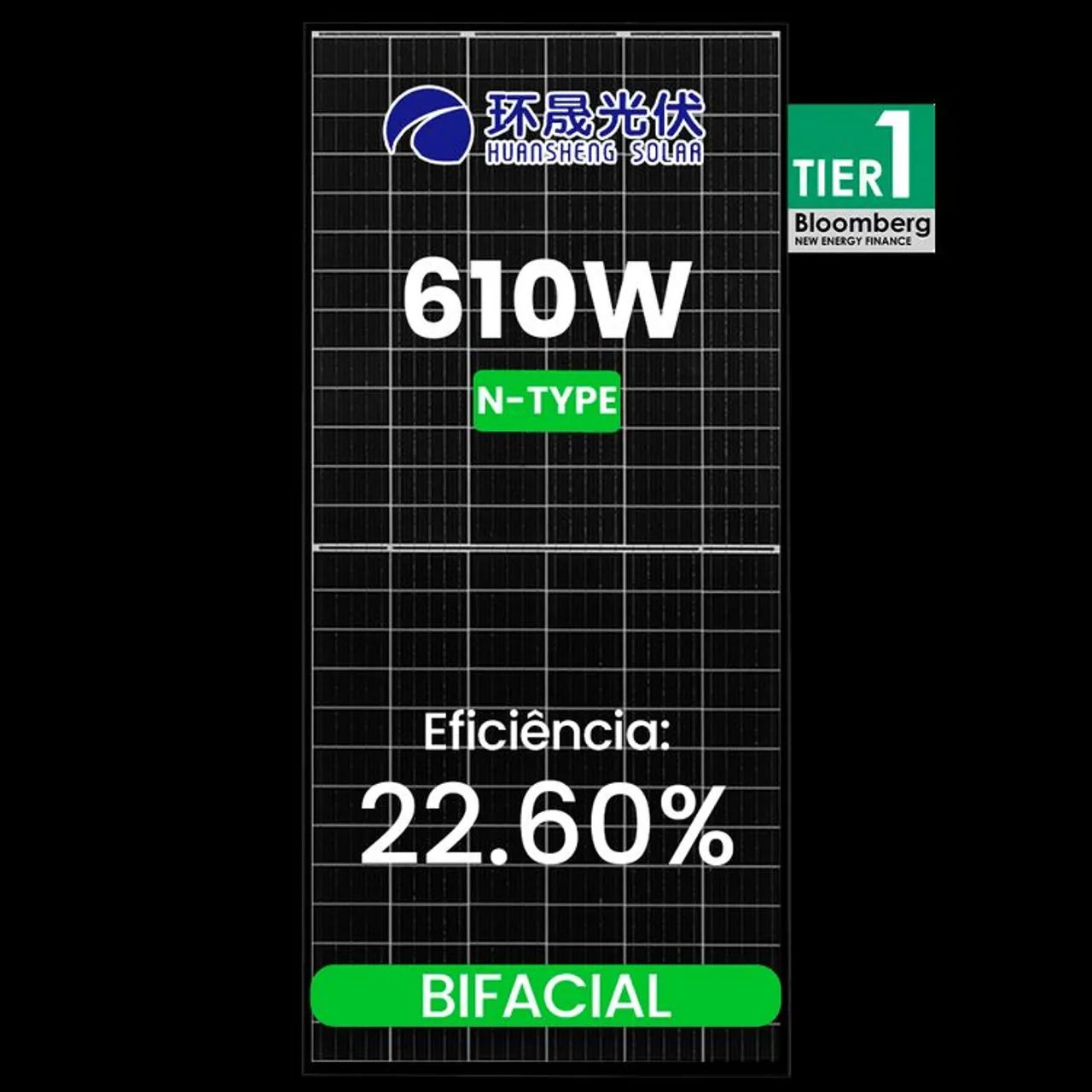 Placa solar 610w bifacial 