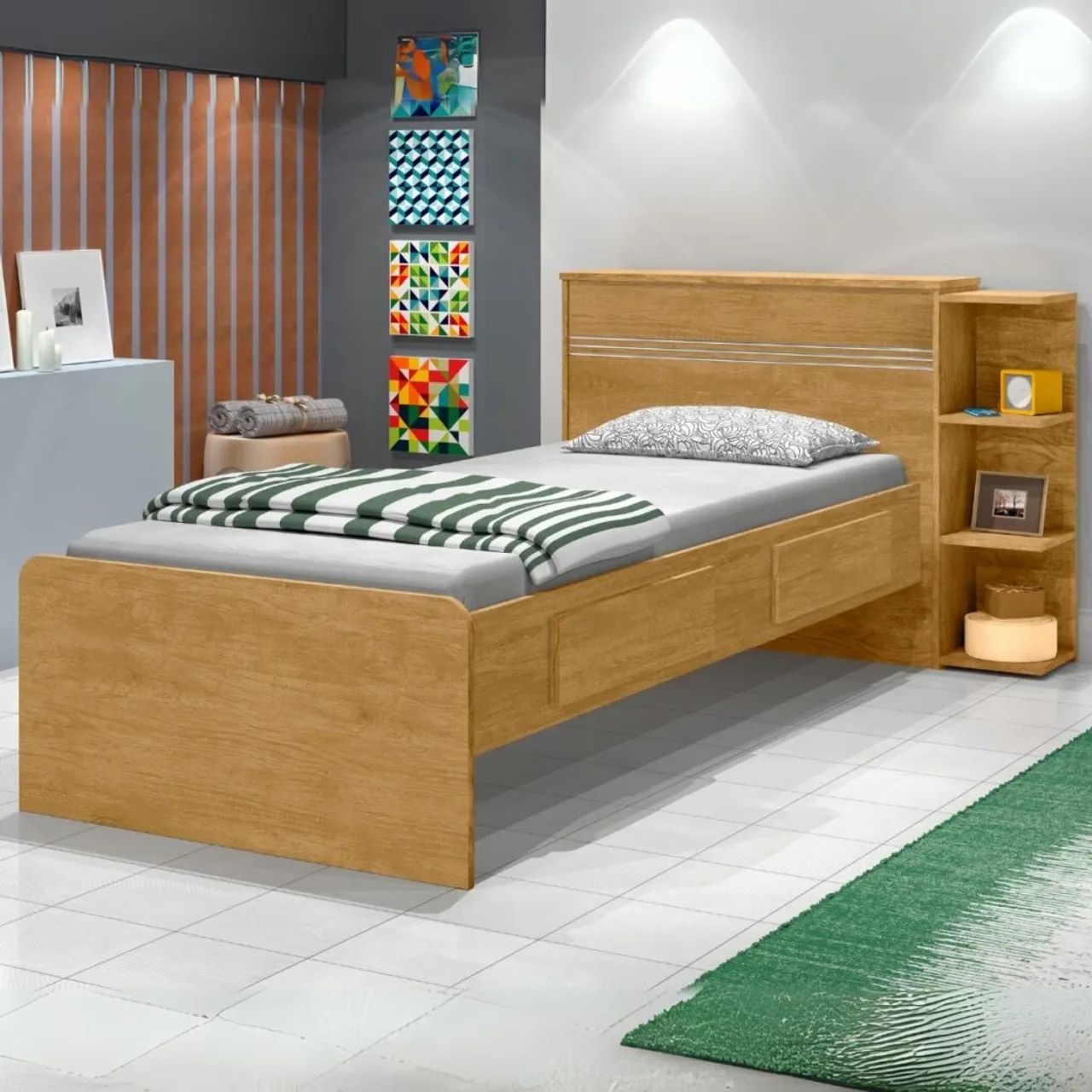Cama solteiro com baú Jade - ENTREGA HOJE !!! 