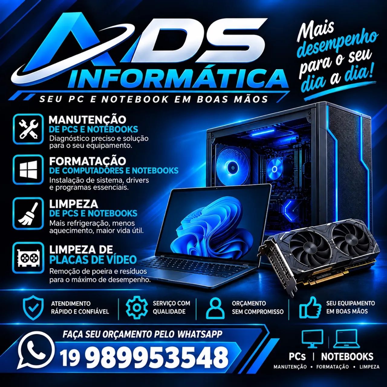 Serviços gerais de computadores e notebooks