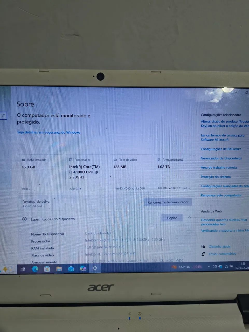 Notebook Acer i3 16gb 1tb  - Foto 2