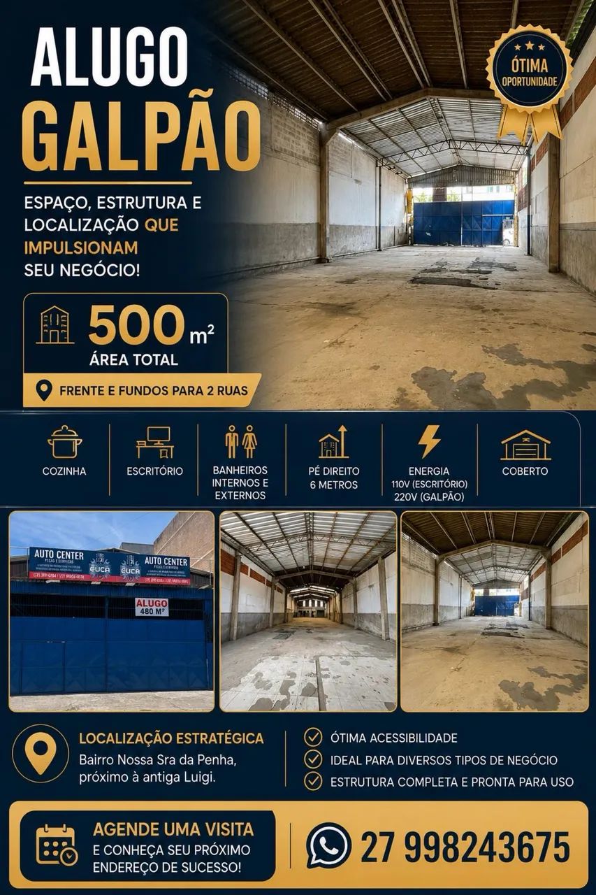 Alugo Galpão 500m2