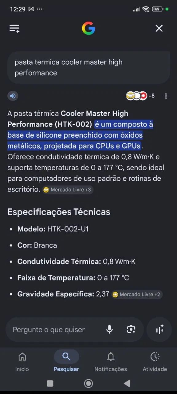 Pasta térmica Branca Cooler Master High Performance (HTK-002) - Foto 3