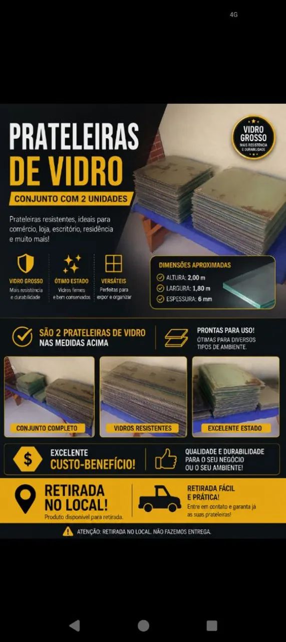 Prateleira de vidro ótimo estado