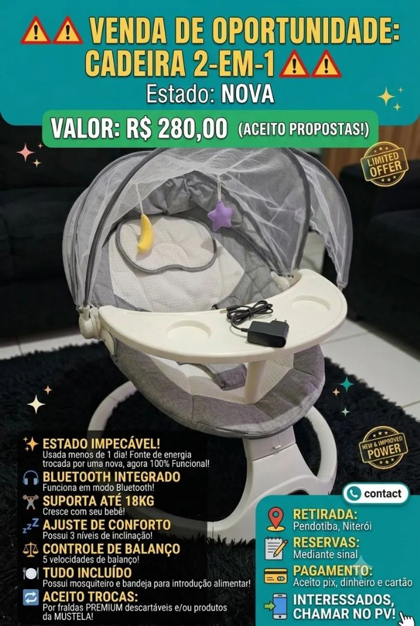 Vendo Cadeira 2x1 para bebê 