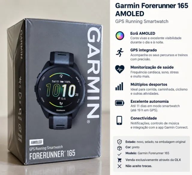 Garmin Forerunner 165 AMOLED GPS - Preto - Foto 2