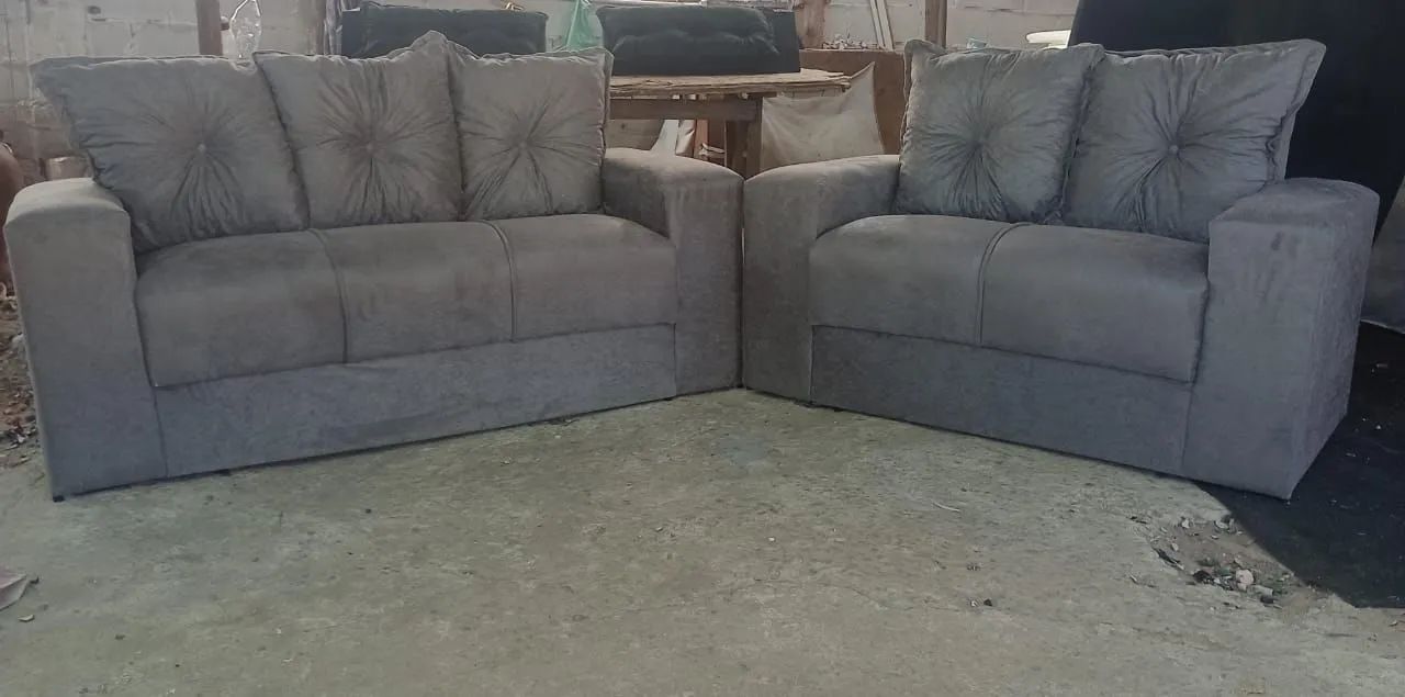 Conjunto sofá 2 e 3 lugares + puf grande várias cores / pague na entrega  - Foto 5