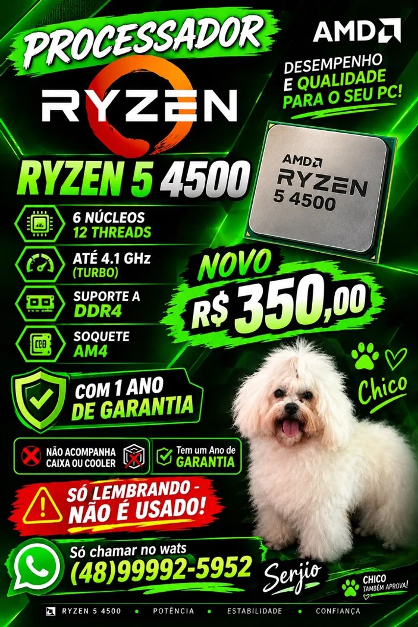 Processador Ryzen 5 4500 Novo c/ Garantia 