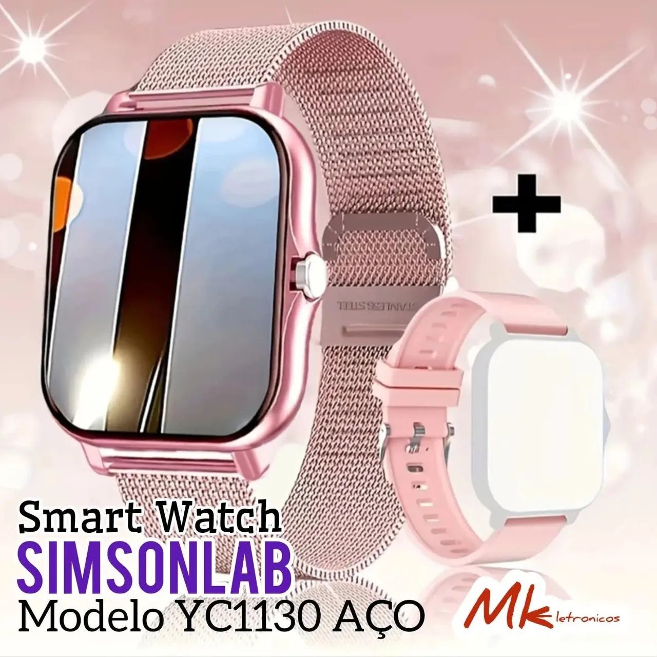 Smartwatch SIMSONLAB Pulseira SILICONE e AÇO  - Foto 4