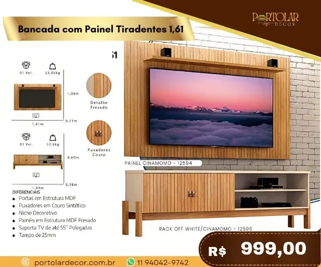 Bancada com painel Tiradentes 1,61 a pronta entrega 