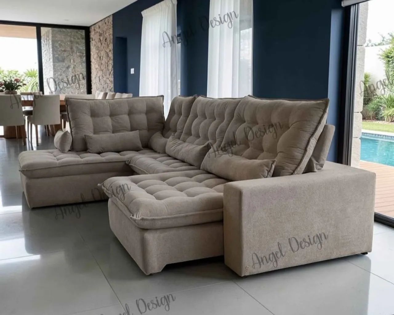 Sofá canto com chaise 