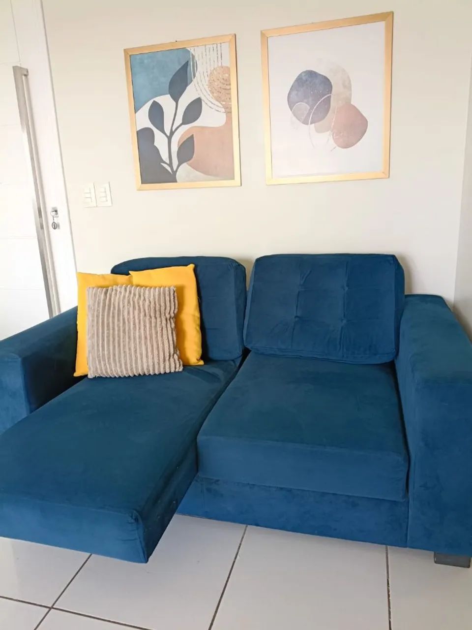 Sofá Retrátil Azul 2 lugares + Almofadas BRINDE - Foto 3