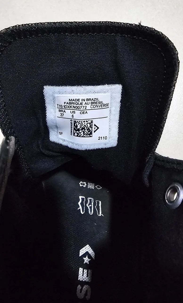 Converse All Star Couro Preto Chuck Taylor - Foto 2