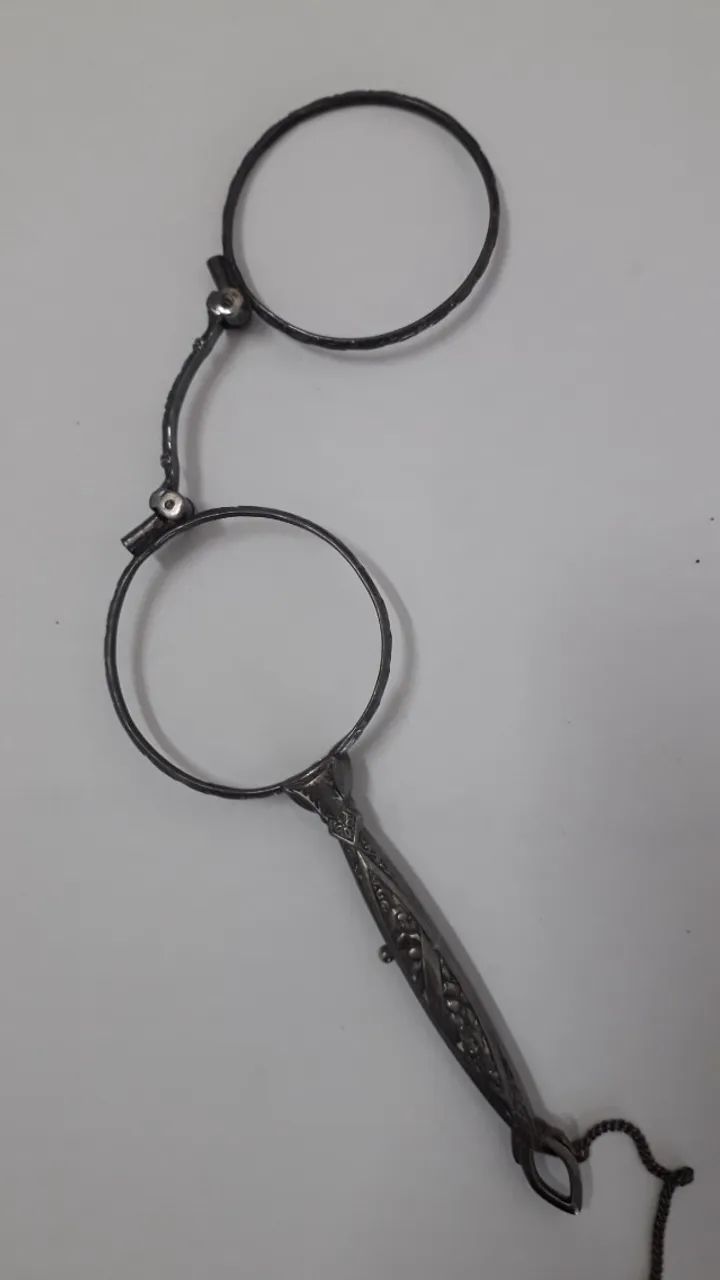 Óculos  Pince-Nez  Pincenê  Prateado  - Foto 3