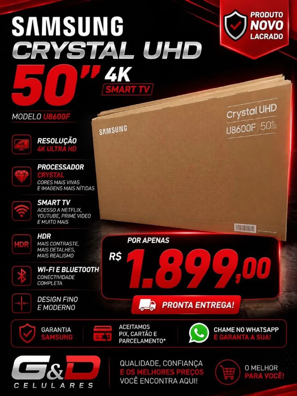 Vende-se Samsung cristal uhd 50'polegadas LACRADA - Foto 2