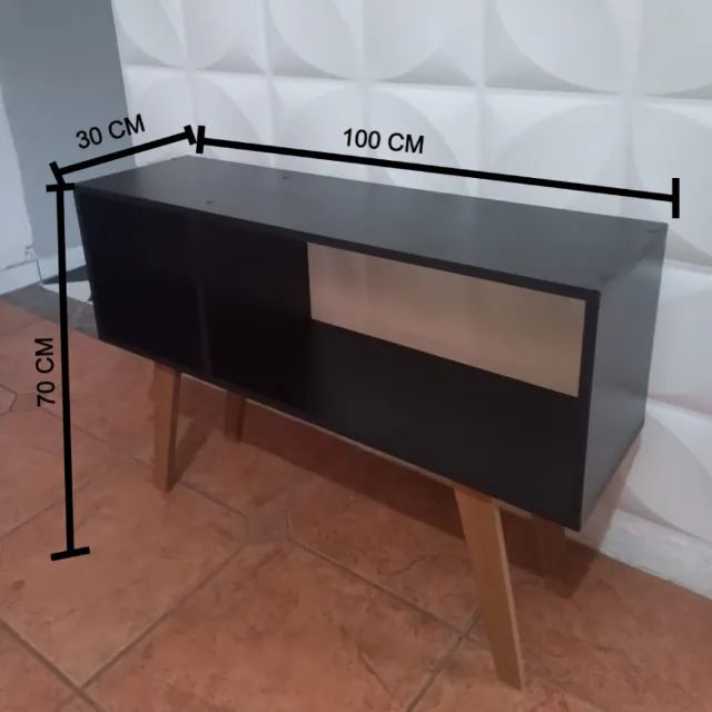 Rack Retro em MDF Preto TV até 42' 1 metro  - Foto 2