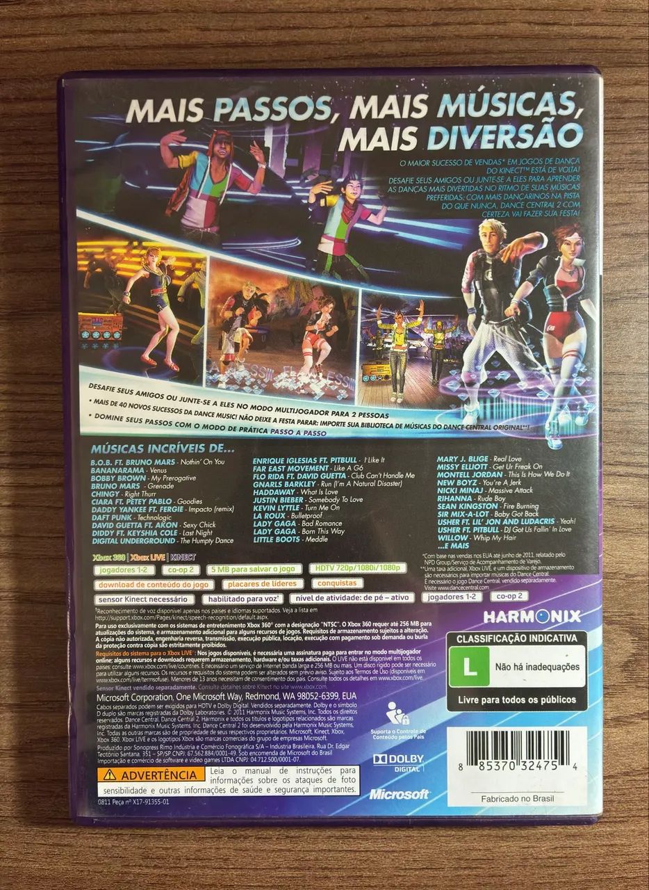 Jogo Dance Central 2 Xbox 360 Kinect - Original Completo - Foto 4