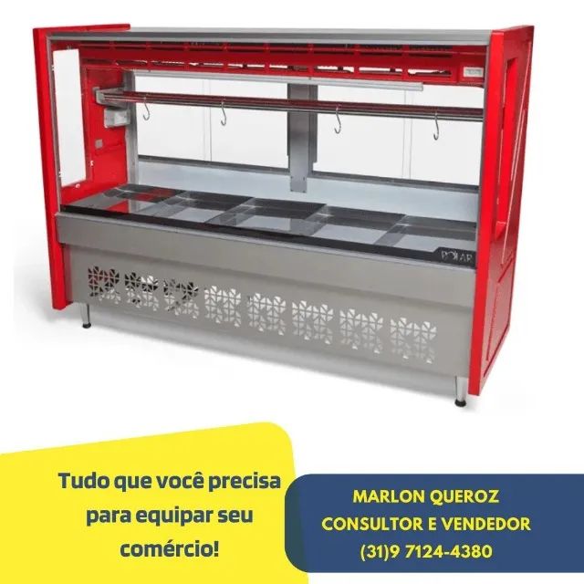 Balcão de Açougue 1,75M Vermelho Polar