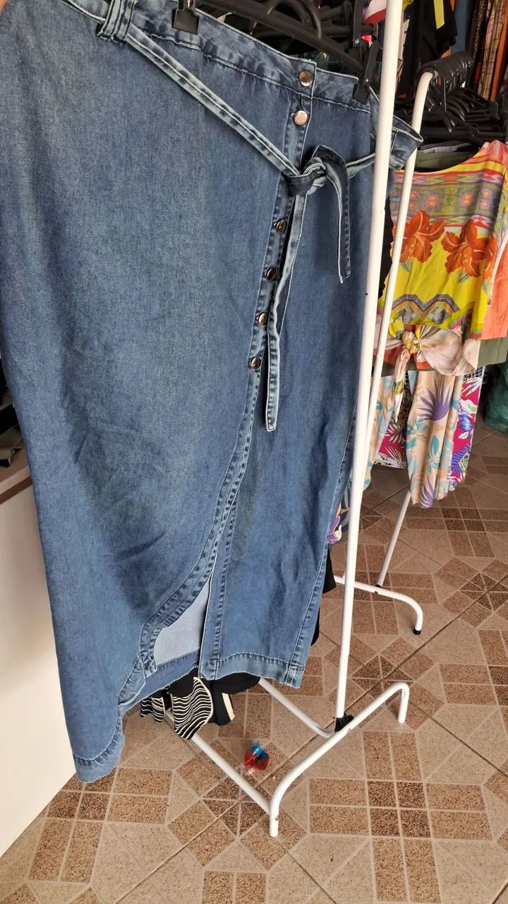 Saia jeans longa plus Size - Foto 2