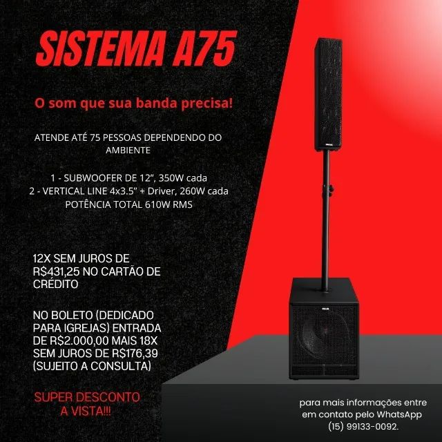 SISTEMA DE SOM COMPLETO A75 ativo