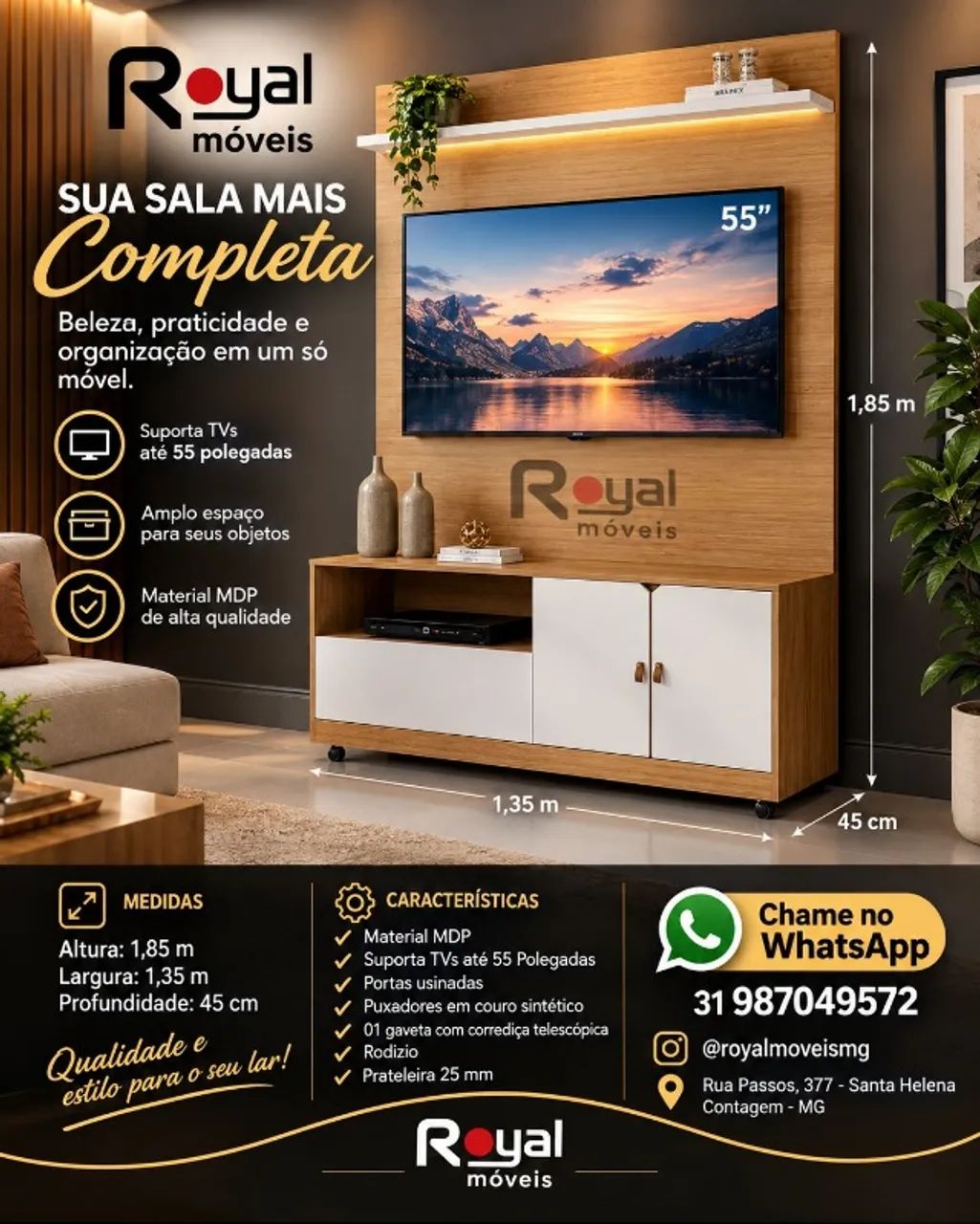 Home Theater Para TV Até 55 Polegadas 1.30M. Produto Novo Direto da Fábrica P/Sua Casa.!