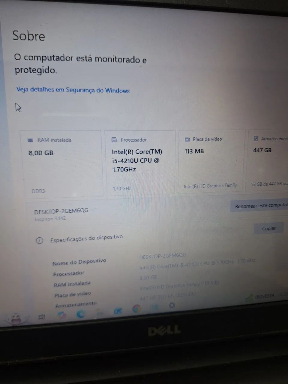 Notebook DELL Inspiron 14 3000 Séries Mod I14-3442-A30 CORE I5 4 Geração  - Foto 5