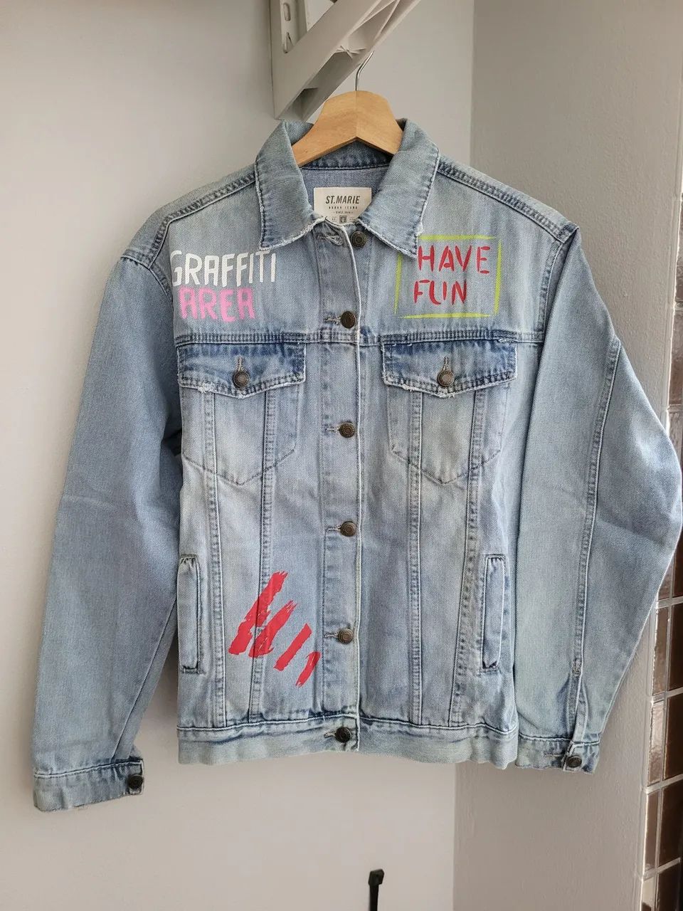 jaqueta jeans st marie customizada m