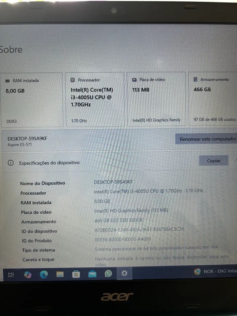 Vendo notebook acer - Foto 2