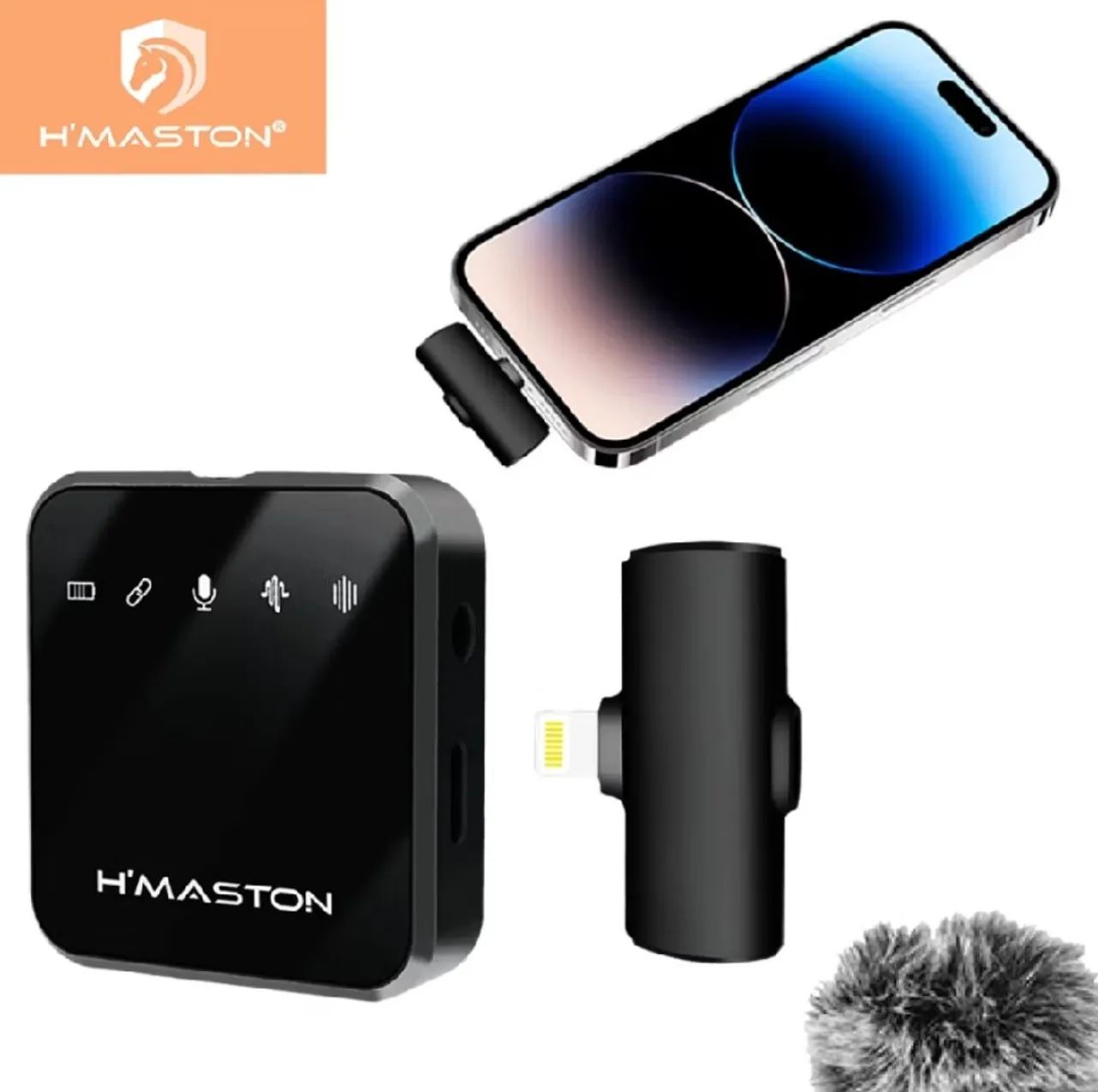 Microfone Lapela Sem Fio Tipo-C Bluetooth Preto H'maston - Foto 5