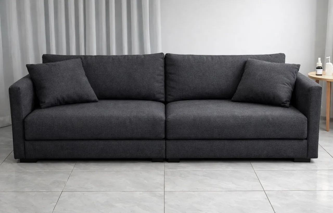 Sofá modular - 2,15 m x 1 m - linho cinza