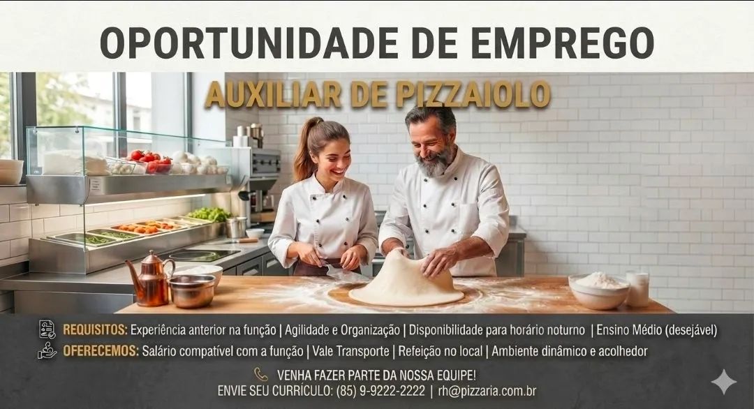 Vaga para auxiliar de pizzaria