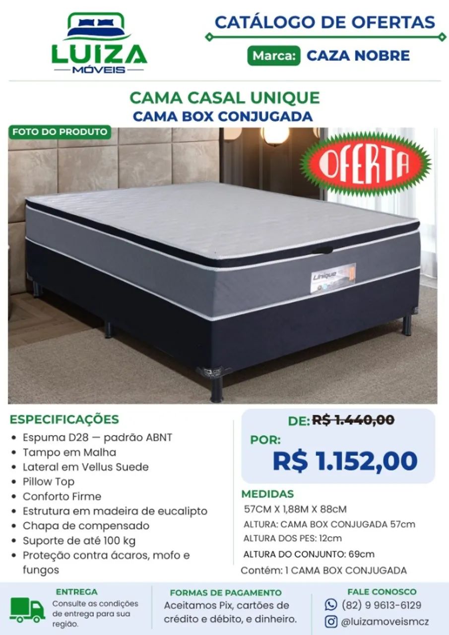 Cama Box Casal Conjugada Espuma D28 Unique  - Foto 3