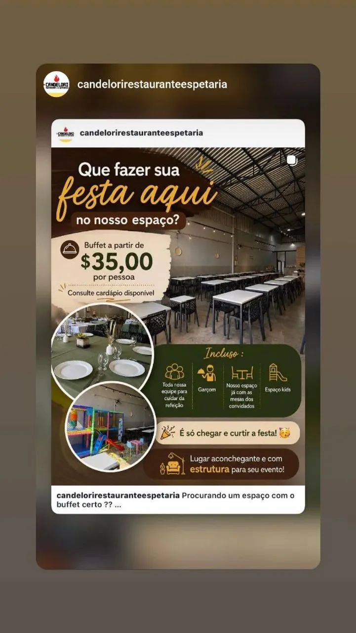 Buffet completo para eventos e aniversários