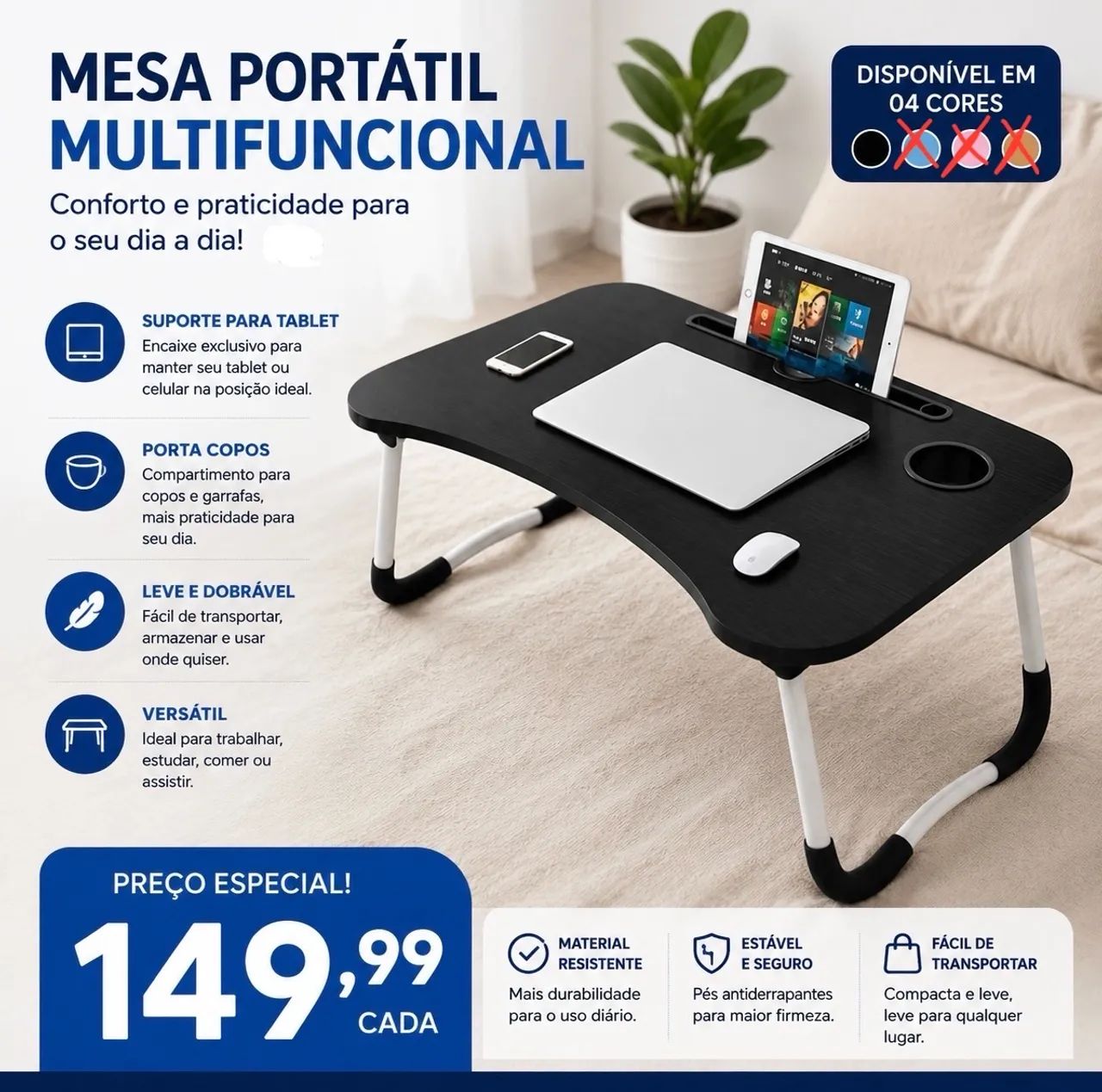 Mesa portátil notebook dobrável  - Foto 3